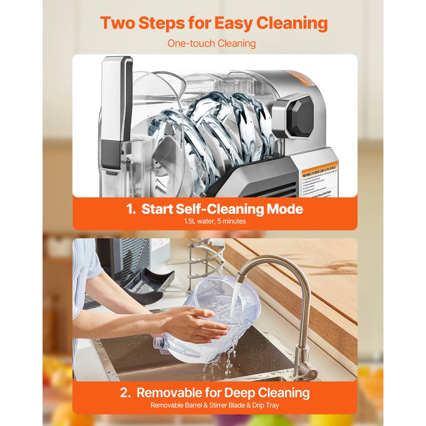 Succebuy 2L Slushie Machine No Ice Needed Margarita Machine with Self-Cleaning Frozen Margaritas Frappés Milkshake for Home