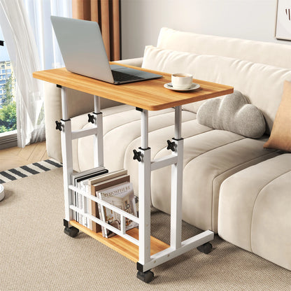 HiMISS Adjustable Height Mobile Standing Desk With Storage Basket