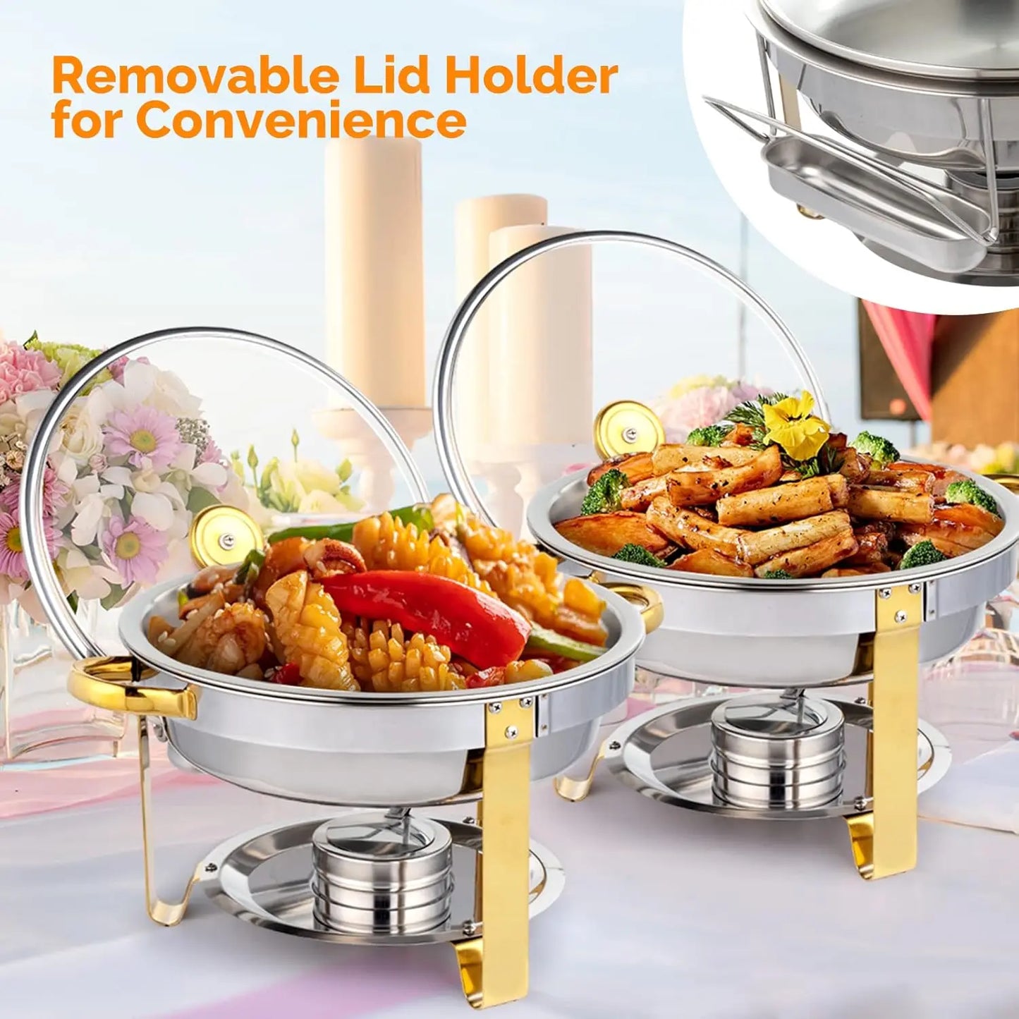 XMSJ 4 Pack Chafing Dish Buffet Set With Glass Lids