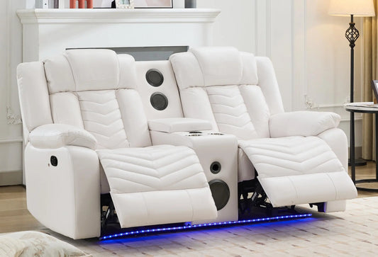 TODRANI Manual Recliner Loveseat With Bass Speaker And USB Charger