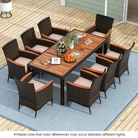 HOMASIS 9 Piece Outdoor Patio Dining Set With Wicker Chairs