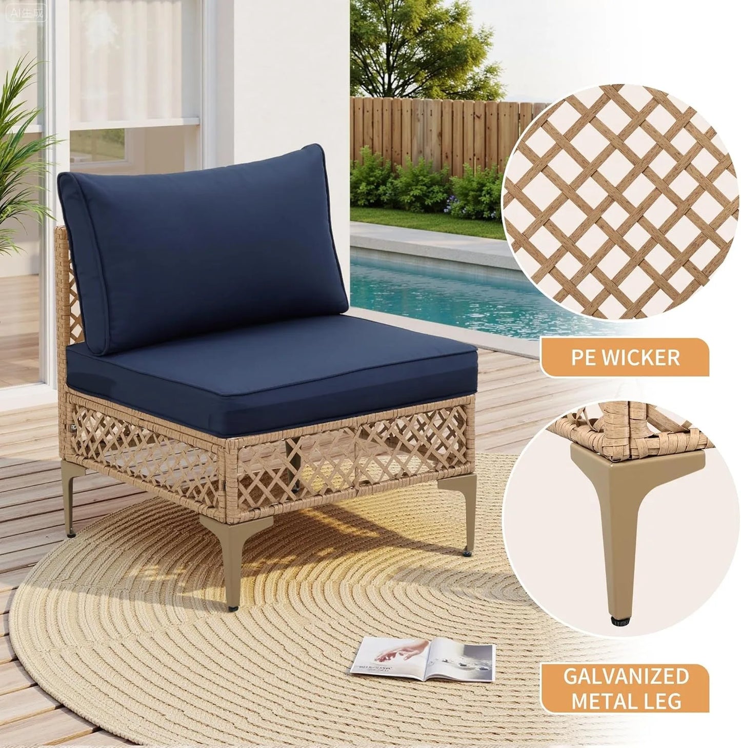 SEOGWISAM Outdoor Wicker Patio Furniture Set Rattan Sectional Sofa