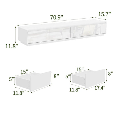 Modern High Gloss TV Stand With LED Lights And Drawers