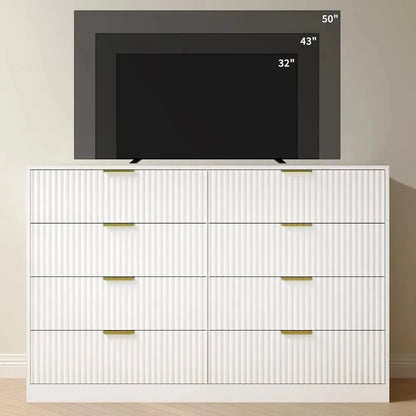 Chengwei Fluted Dresser With 8 Drawers Modern Finish