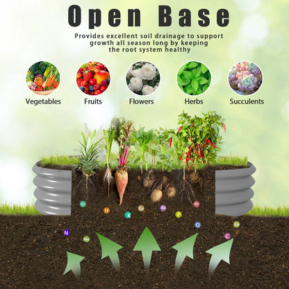 Galvanized Raised Garden Bed Planter Box for Vegetables and Flowers