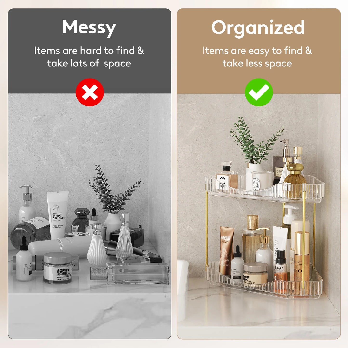 High-concerned Corner Bathroom Organizer Plastic Countertop Tray