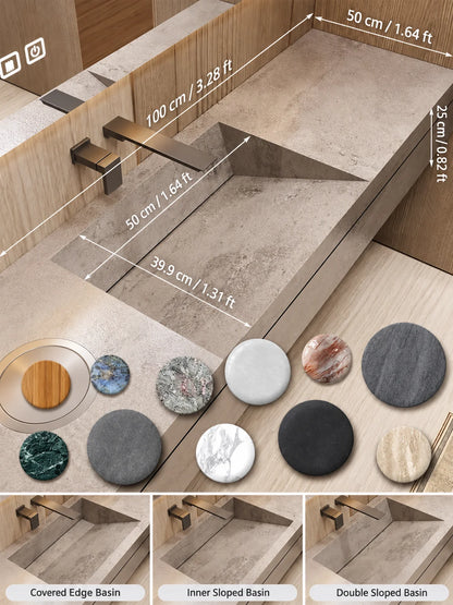 Custom Luxury Natural Stone Bathroom Vanity With Integrated Dual Basin