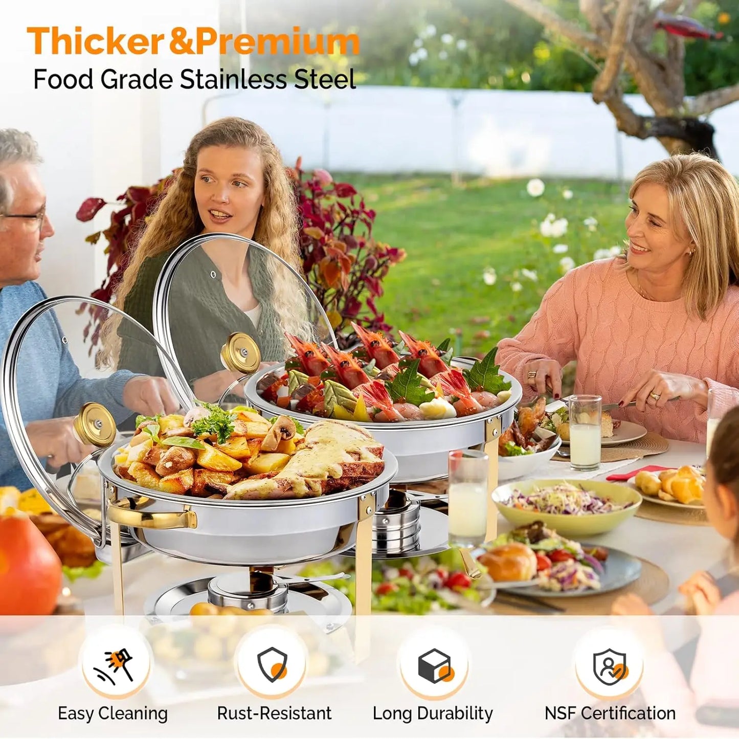 XMSJ 4 Pack Chafing Dish Buffet Set With Glass Lids