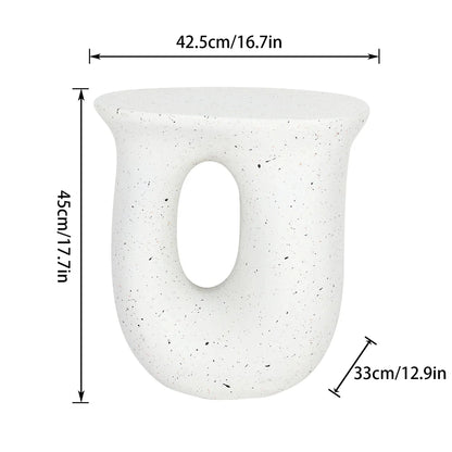 Modern White Lightweight Concrete Side Table Accent End Table for Living Room Bedroom Sofa