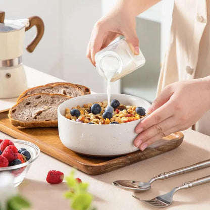 Cereal Bowls Set of 6, 24 OZ Ceramic Bowls for Kitchen, Soup Bowl Breakfast Bowls, Dishwasher Microwave Safe, Khaki White, Serie