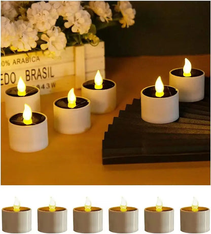 6 pieces of solar candle light, Solar LED tea night light, date romantic atmosphere decoration, lighting Camping home decoration