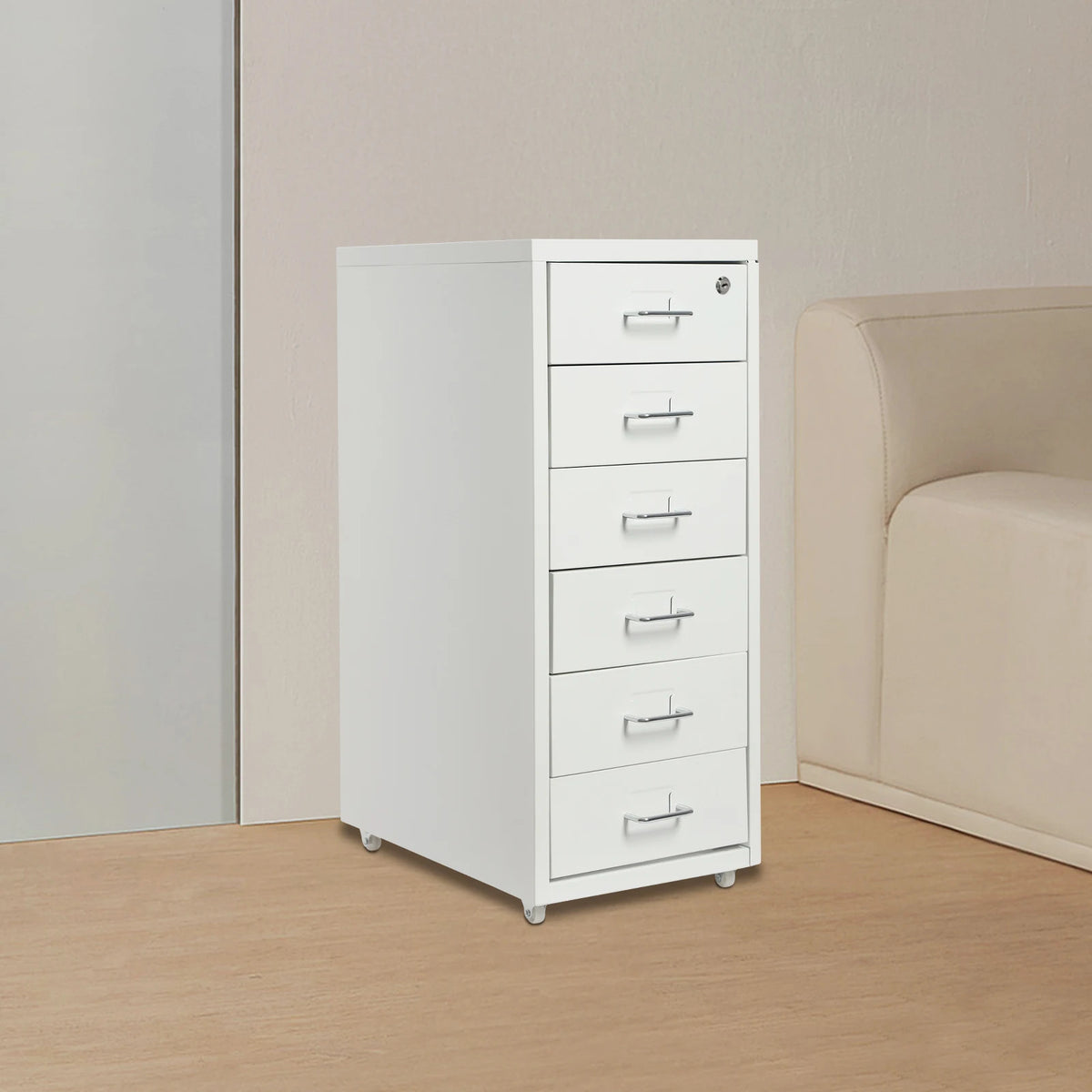 Locking Rolling Metal Filing Cabinet for Home Office Storage