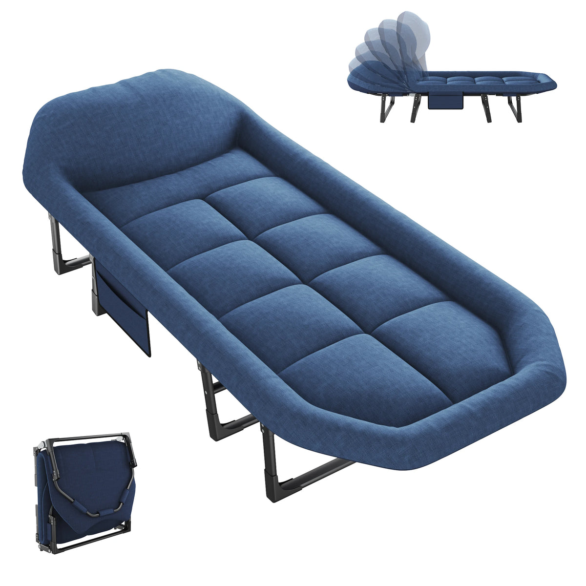 JHK Folding Camping Cot With Mattress Adjustable Outdoor Sleeping Bed