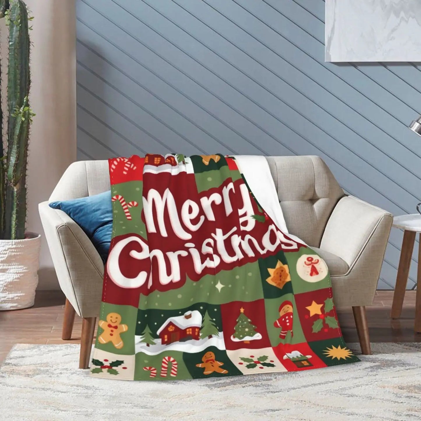Flannel Christmas Blanket Throw For Kids Cartoon Pattern