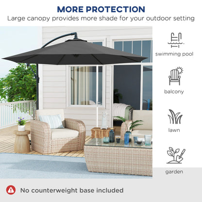 Outsunny Cantilever Patio Umbrella With Tilt UV Water Resistant Canopy