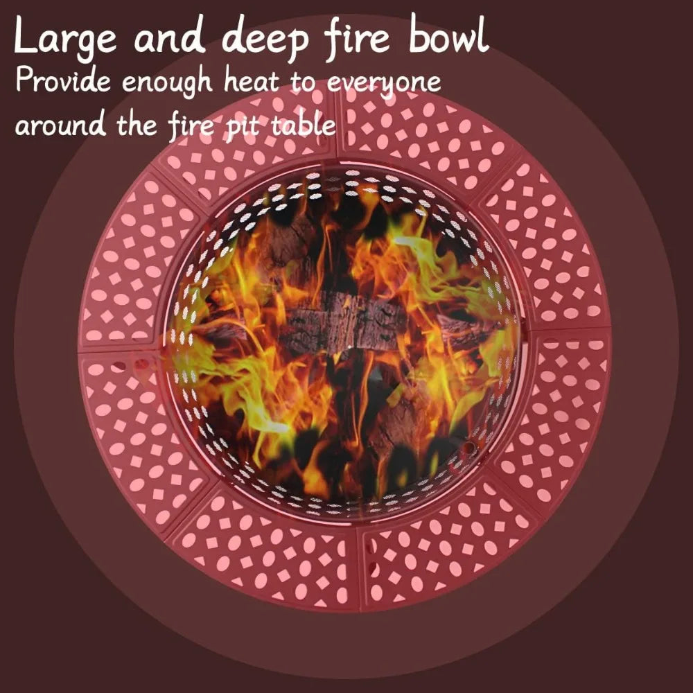 36 Inch Wood Burning Fire Pit with Grills and Tabletop, 3-in-1 Outdoor Fireplace for Patio BBQ and Parties