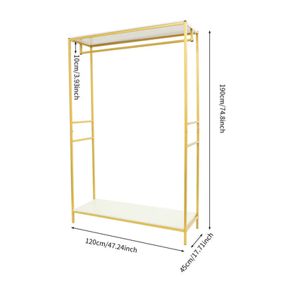 Gold Iron Clothing Rack with Shelves Wedding Dress Bridal Garment Rack Stand