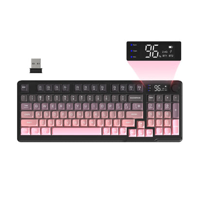 ZIYOU LANG Wireless Gaming Keyboard with Display Screen &amp; Knob, Bluetooth/2.4GHz Quiet Membrane Keyboard, 3000mAh Rechargeable
