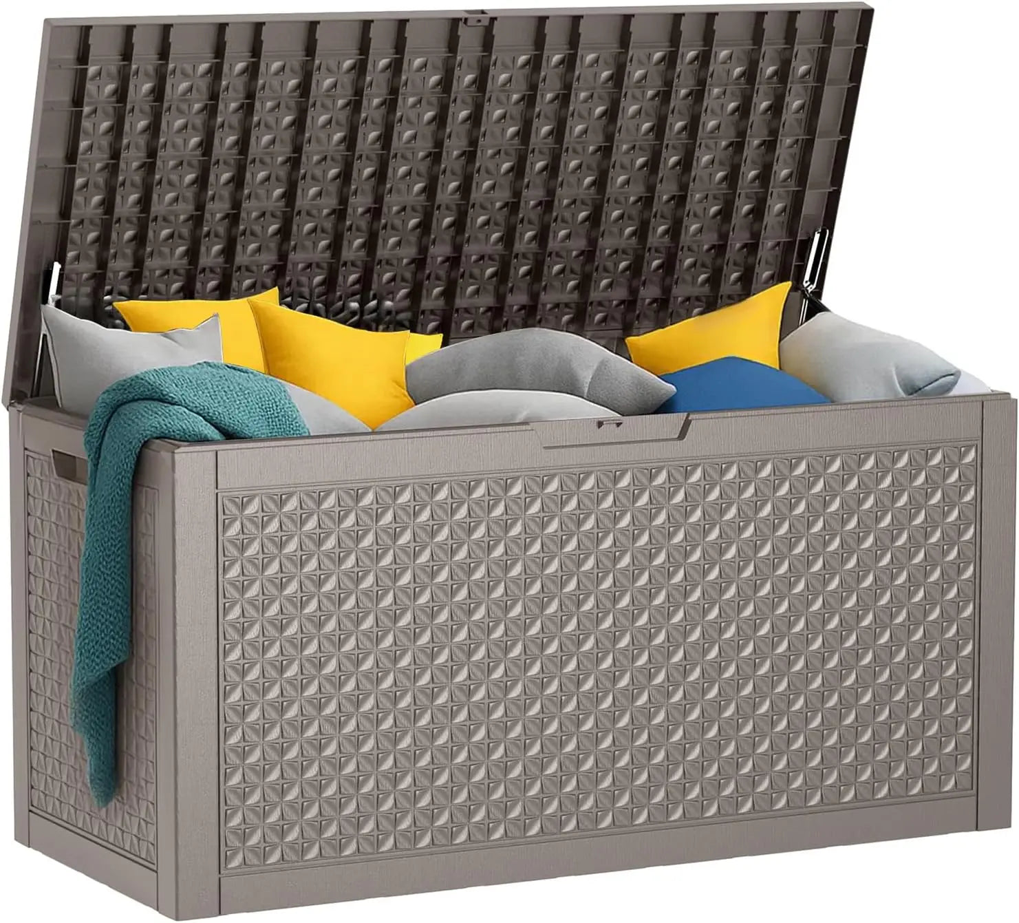 PatioZen 320 Gallon Large Resin Deck Box, Lockable Outdoor Storage Box for Patio Cushions Storage Furniture,Garden Tools