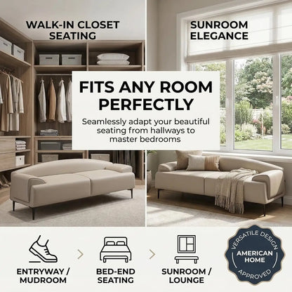 59″ Bench for Bedroom, Bed Benches for Foot of Bed, Ottoman for Bedroom with Soft Armrests, Scratch-Resistant Faux, Customized