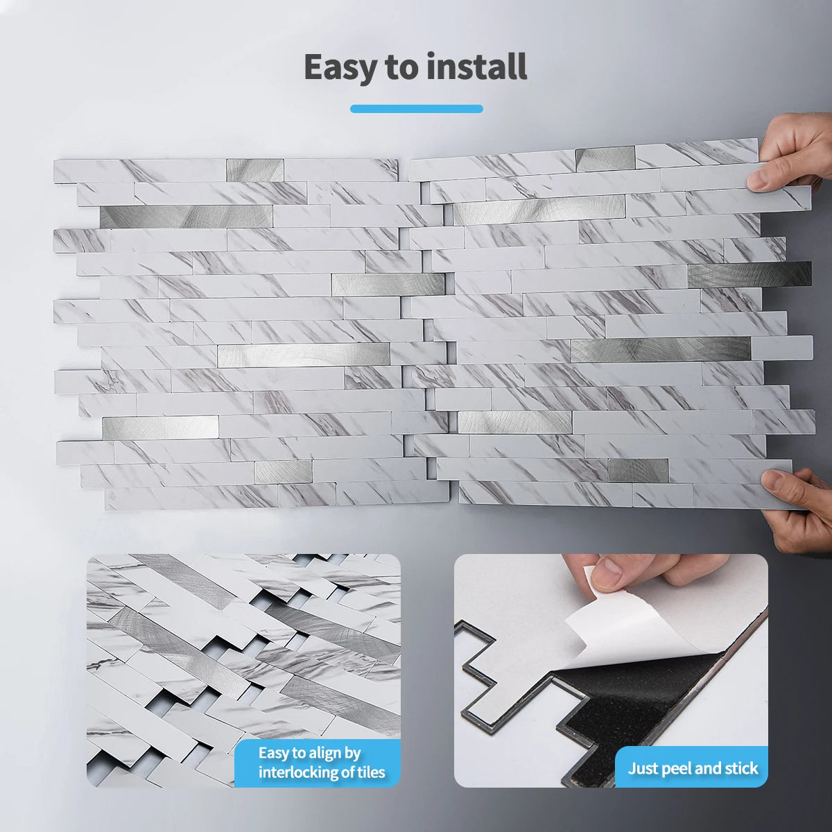 Art3d 10 Pack Peel and Stick Backsplash Tiles for Kitchen Bathroom