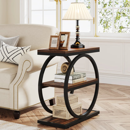 Tribesigns Industrial Narrow End Table With Three Storage Shelves