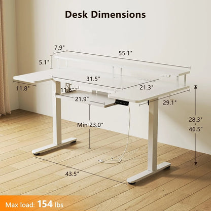 XIUWO U Shaped Height Adjustable Standing Desk With Keyboard Tray