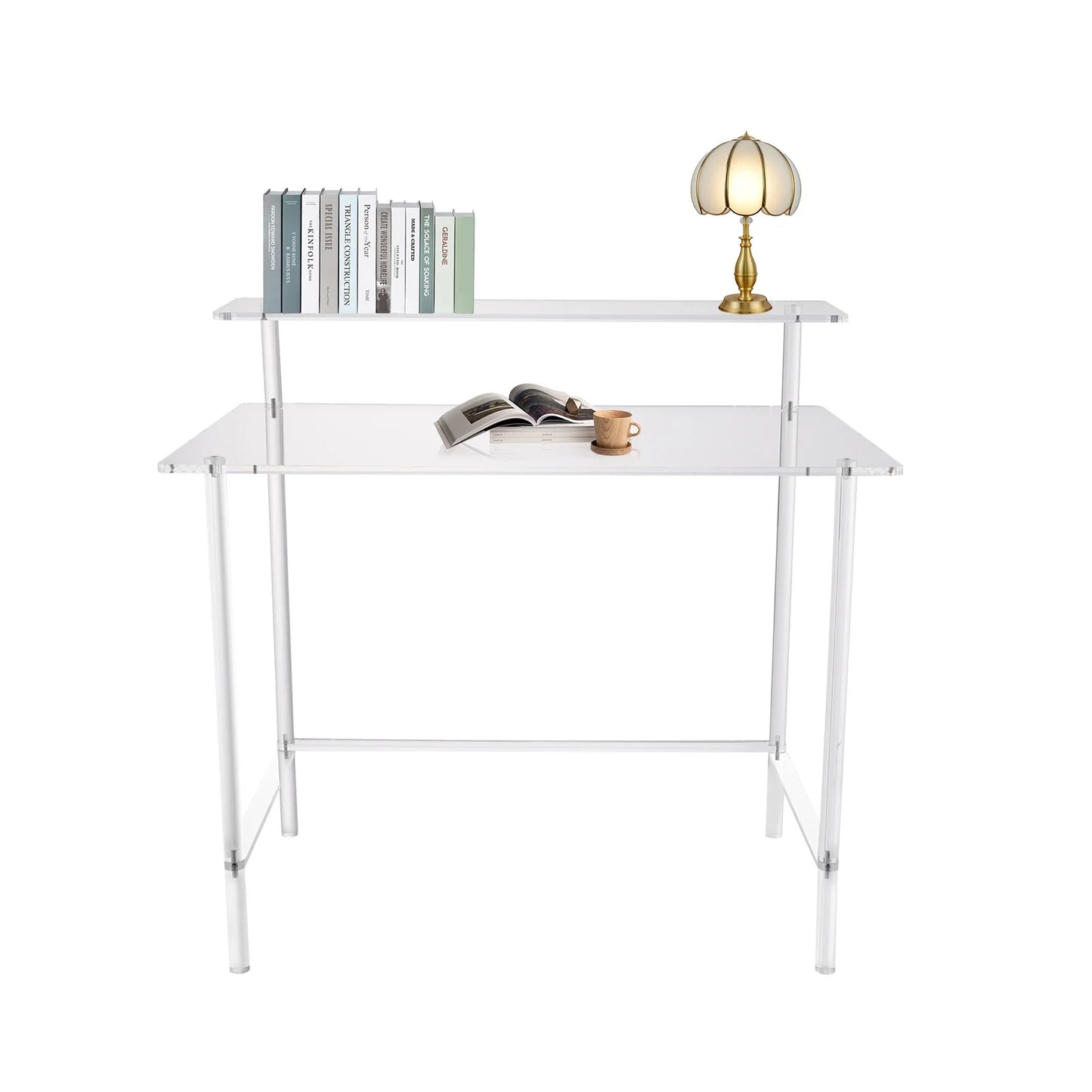 Bymaocar Acrylic 2 Tier Computer Desk For Home Office