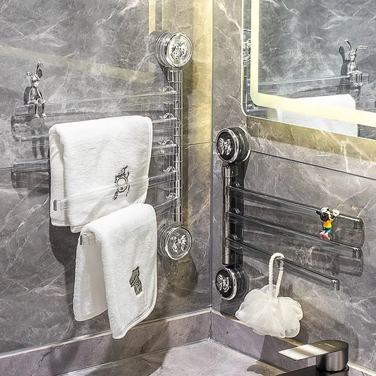 Big Red House Wall Mounted Towel Pole Rack Suction Cups