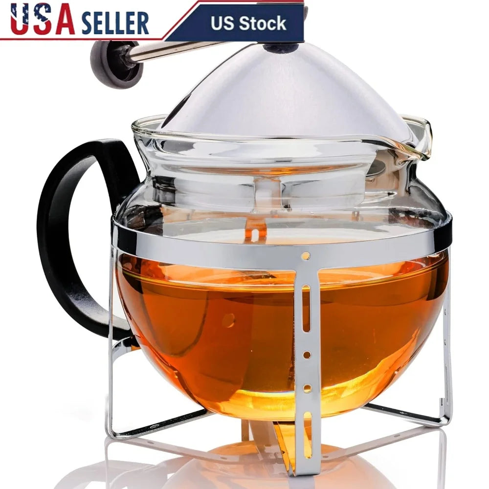 Glass Teapot with Removable Infuser BPA Free Borosilicate Thermal Shock Resistant Non Drip Spout Easy Cleanup Freezer Safe Ideal