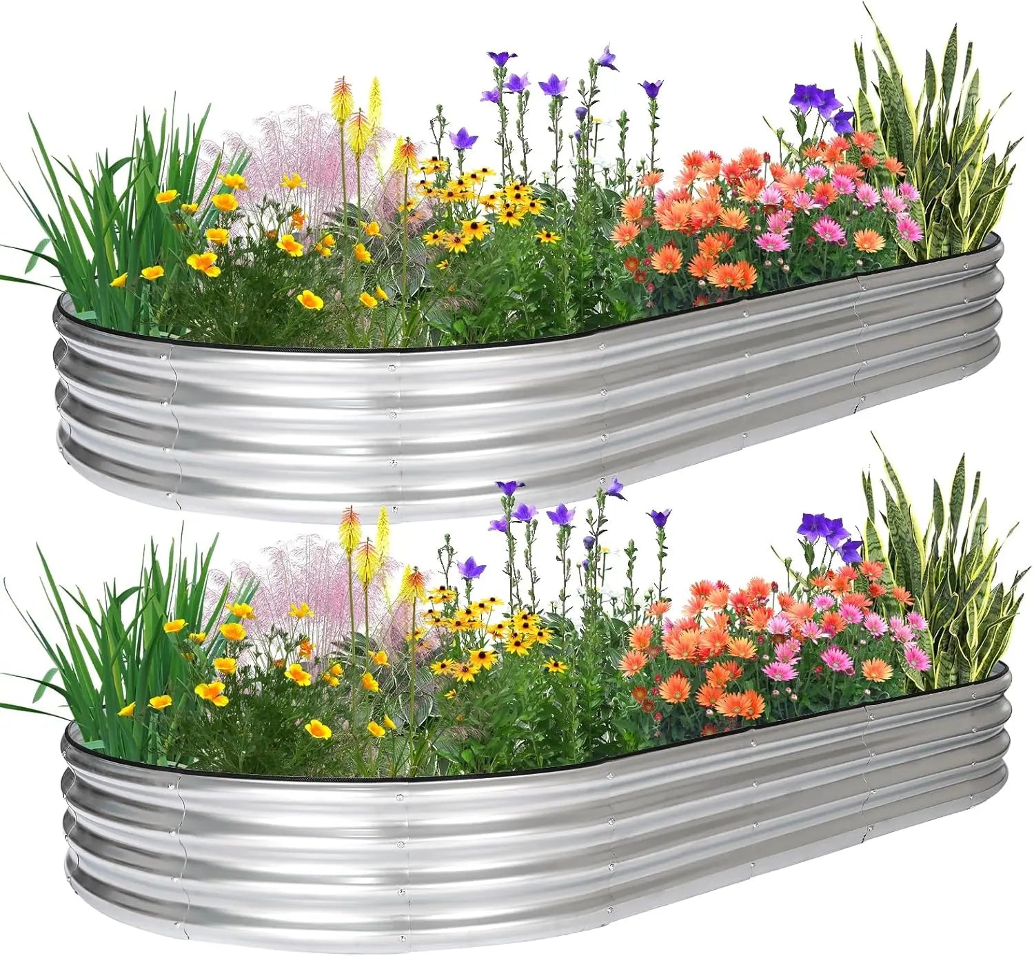 8x4x1ft Oval Raised Garden Bed Kit, Galvanized Metal Planter Box for Vegetables Fruits Flowers