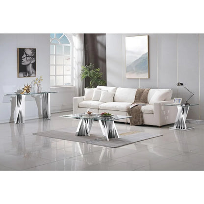 3 Piece Luxury Living Room Table Set, Modern Glass Coffee Table Set of 3, Includes Coffee Table,Console Table &amp; End Table, Tempe