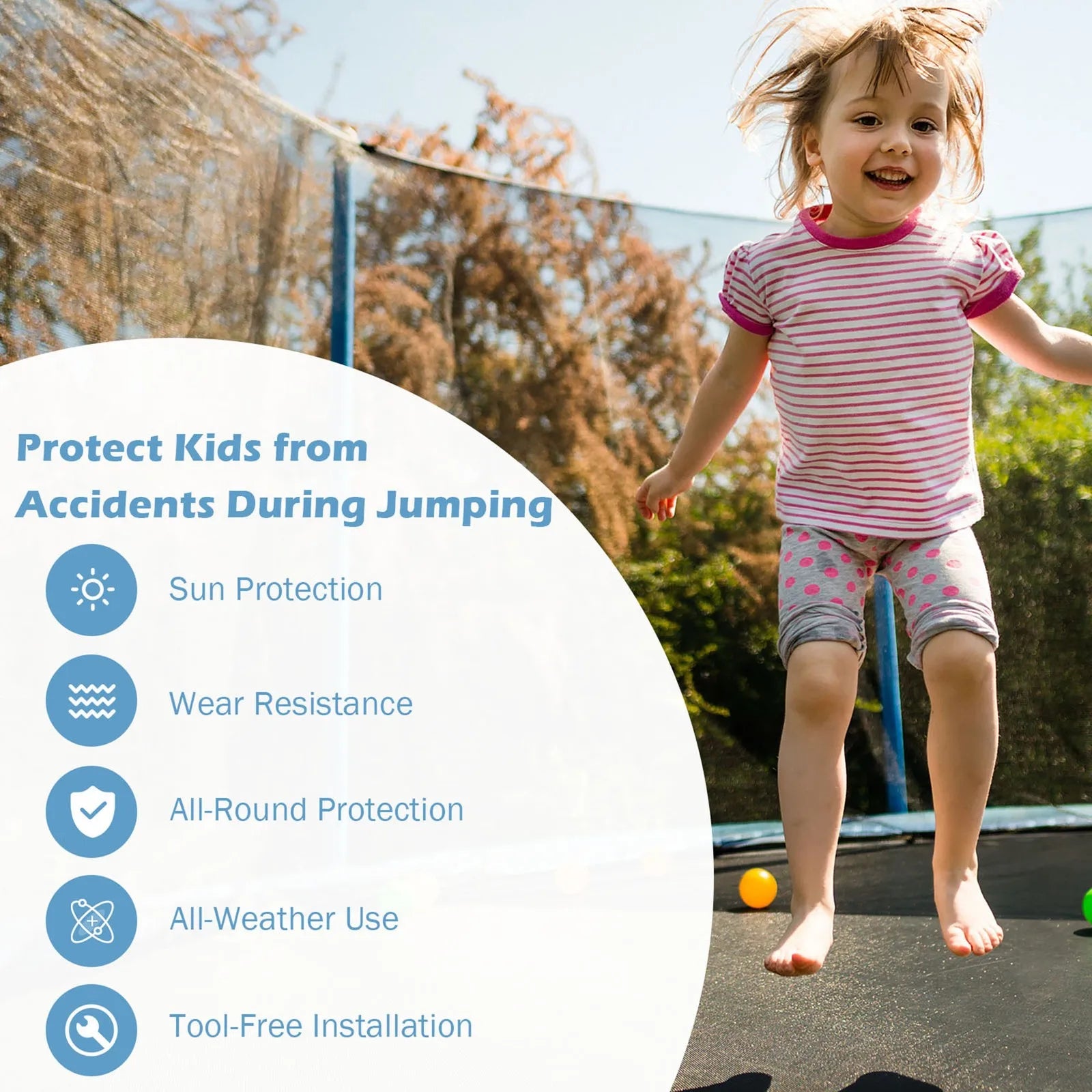 12FT Trampoline Replacement Safety Enclosure Net Weather-Resistant